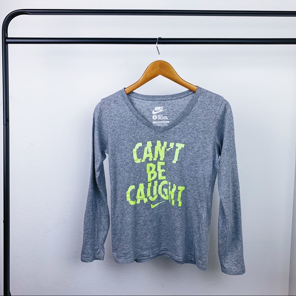 Nike Cotton Slim Fit Long Sleeve Shirt Grey Small